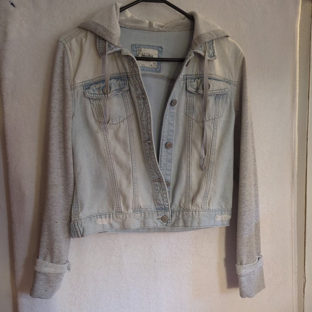 Mudd Hooded Denim Jacket - Junior - Large